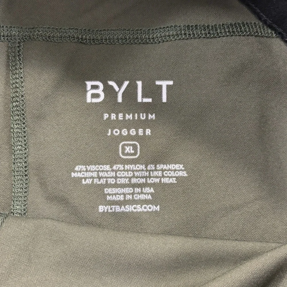 BYLT Premium Jogger Mens XL Olive Green Black Tapered Athletic Techwear Pants